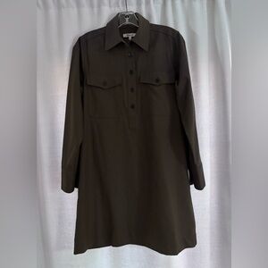 Madewell Classic Long Sleeve Dress - Dark Green/Olive